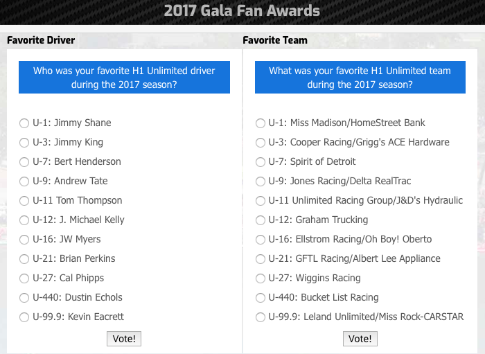 2017 H1 Unlimited Gala Fan Voting